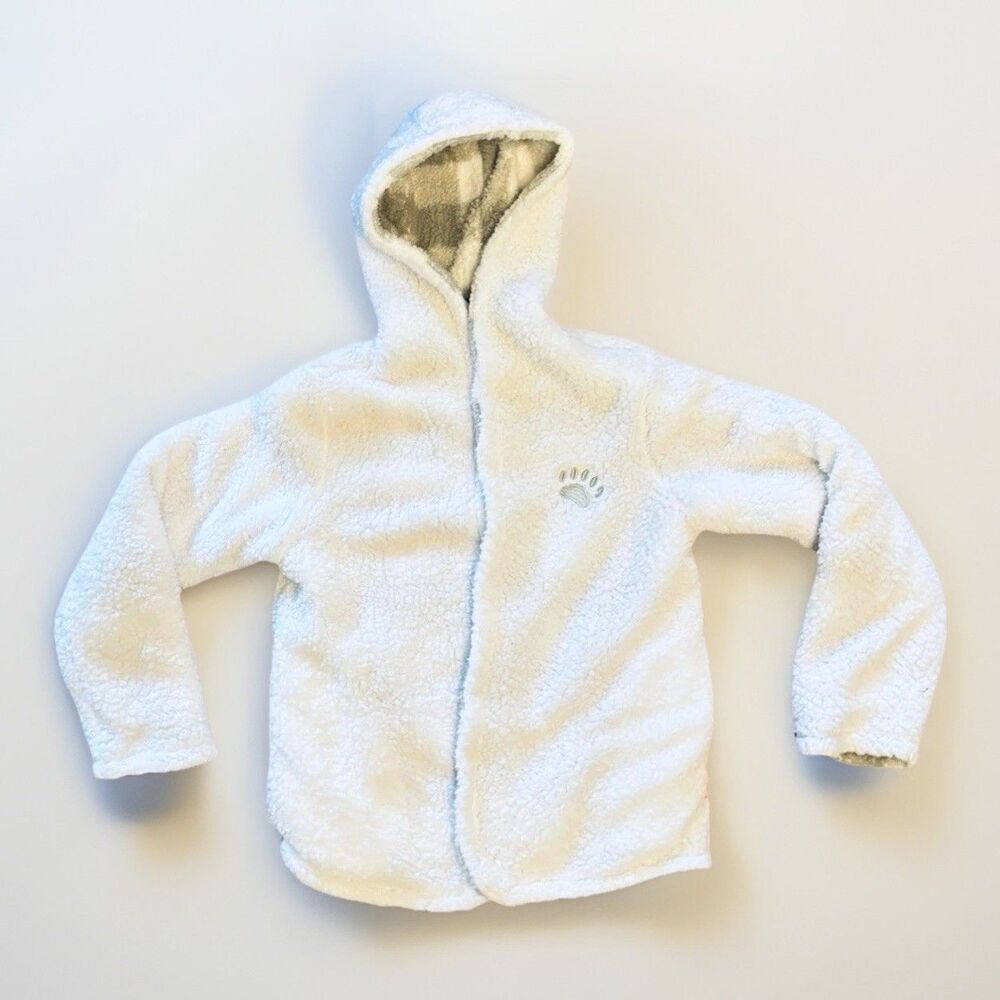 Coca-Cola Sherpa Hoodie Jacket White Fleece Logo Women’s XS Polar Bear Print